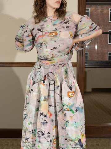 Julia Heuer Kenza Handpleated Skirt, Frances print - Stand Up Comedy