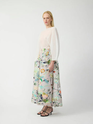 Julia Heuer Kenza Handpleated Skirt, Frances print - Stand Up Comedy