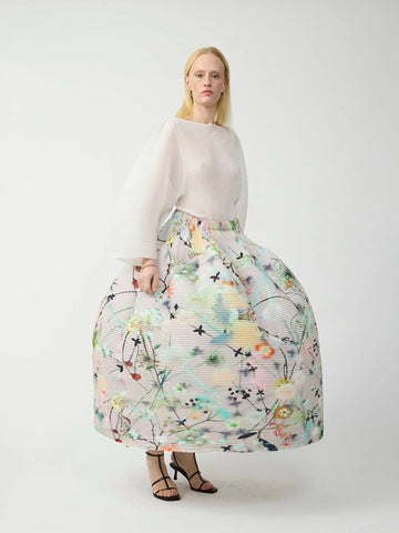 Julia Heuer Kenza Handpleated Skirt, Frances print - Stand Up Comedy
