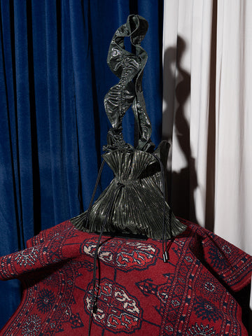 Julia Heuer Wanda Pleated Bag, Metallic Moss