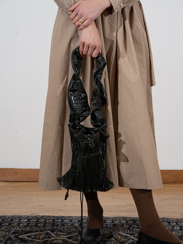 Julia Heuer Wanda Pleated Bag, Metallic Moss
