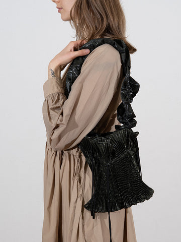 Julia Heuer Wanda Pleated Bag, Metallic Moss