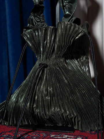 Julia Heuer Wanda Pleated Bag, Metallic Moss