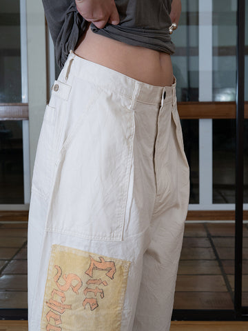 Kapital Rough-Face Twill Fatigue Baggy Pant, Rushweek Remake, Ecru