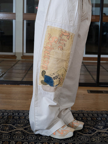 Kapital Rough-Face Twill Fatigue Baggy Pant, Rushweek Remake, Ecru