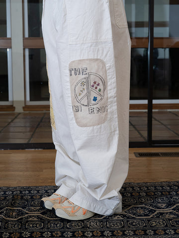 Kapital Rough-Face Twill Fatigue Baggy Pant, Rushweek Remake, Ecru