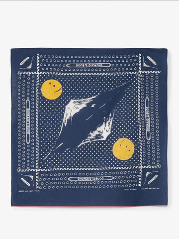Kapital Fast Color Selvedge Bandana, Mirrored Mt. Fuji, Navy
