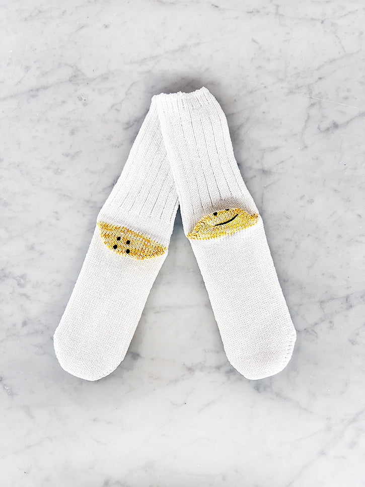 Kapital 56 Yarns Rainbowy Happy Heel Socks, White | Stand Up Comedy