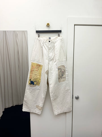 Kapital Rough-Face Twill Fatigue Baggy Pant, Rushweek Remake, Ecru