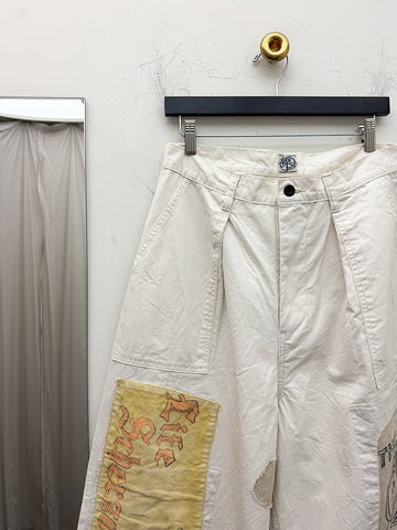 Kapital Rough-Face Twill Fatigue Baggy Pant, Rushweek Remake, Ecru