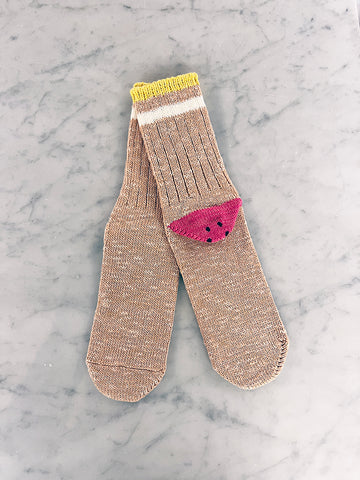 Kapital 60 Yarns Rainbowy Happy Heel Hold Socks, Orange x Pink
