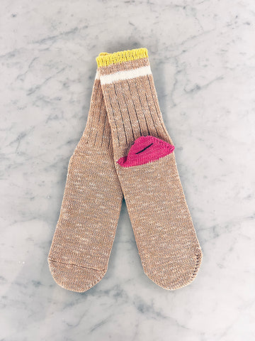 Kapital 60 Yarns Rainbowy Happy Heel Hold Socks, Orange x Pink