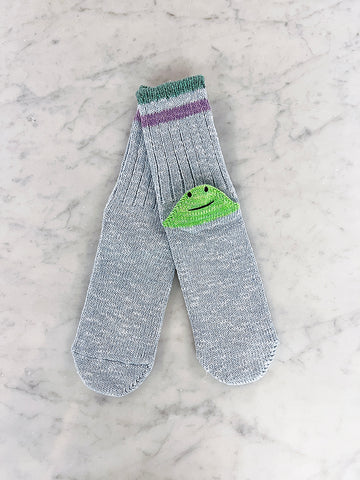 Kapital 60 Yarns Rainbowy Happy Heel Hold Socks, Sax x Green