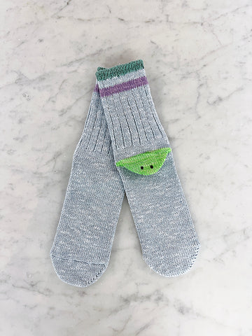 Kapital 60 Yarns Rainbowy Happy Heel Hold Socks, Sax x Green