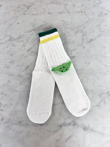 Kapital 60 Yarns Rainbowy Happy Heel Hold Socks, White x Green