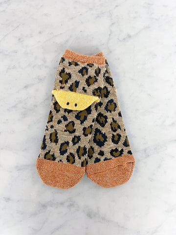 Kapital Yarns Happy Heel Ankle Socks, Leopard Orange
