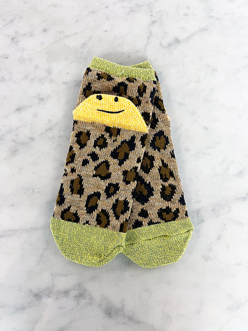 Kapital Yarns Happy Heel Ankle Socks, Leopard Lime