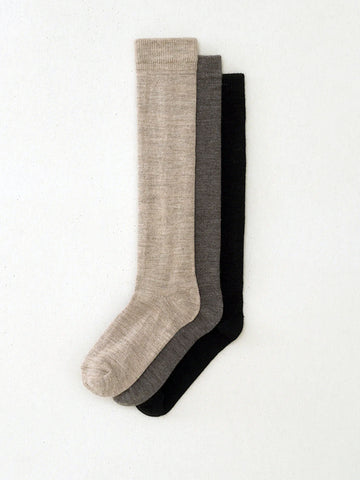 Lauren Manoogian Tall Sock Set, Beige/Heather Grey/Black