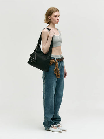 Marge Sherwood Halter Hobo, Black Washed Nappa