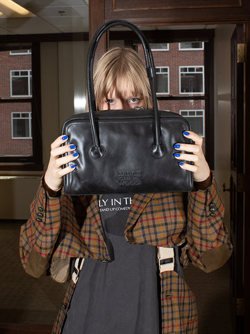 Marge Sherwood Soft Boston Bag, Black Pull Up