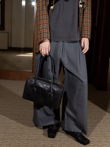 Marge Sherwood Soft Boston Bag, Black Pull Up