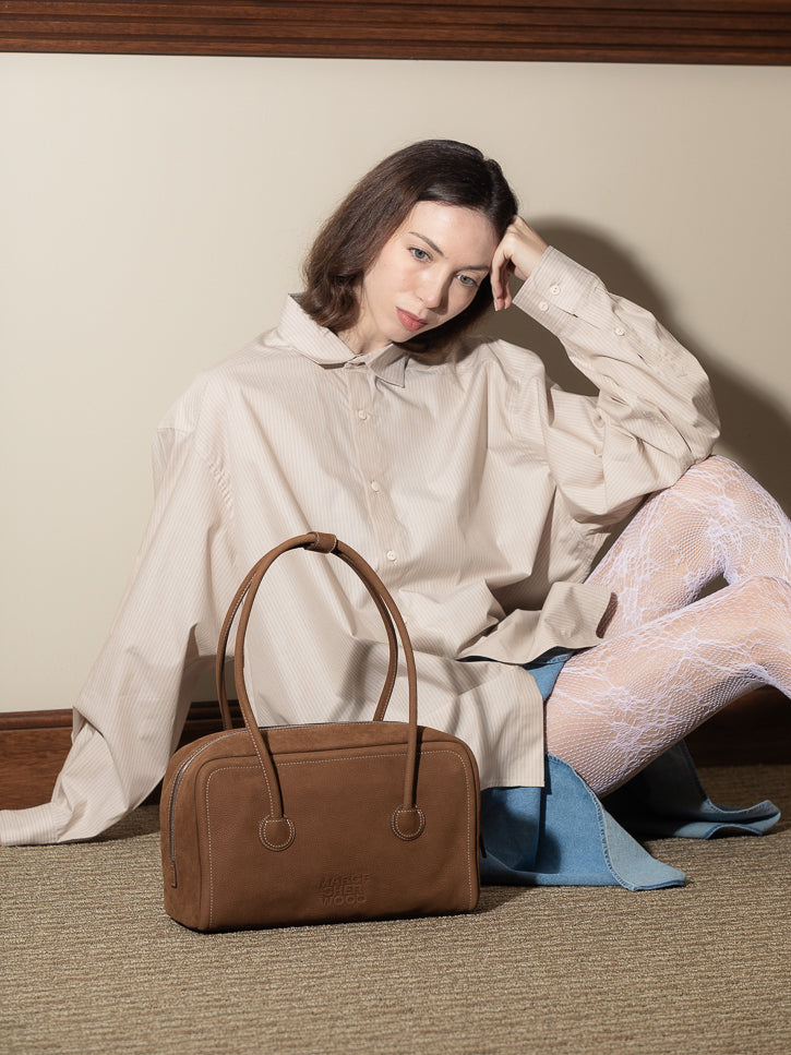 Marge Sherwood Soft Boston Bag, Chestnut Nubuck | Stand Up Comedy