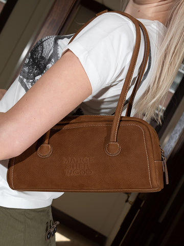 Marge Sherwood Soft Boston EW Bag, Chestnut Nubuck