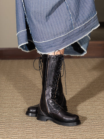 Mera Cord Lace Tall Boots, Black