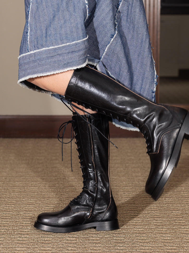Mera Cord Lace Tall Boots, Black at Stand Up Comedy