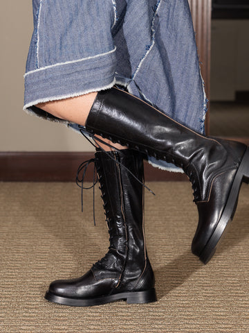 Mera Cord Lace Tall Boots, Black