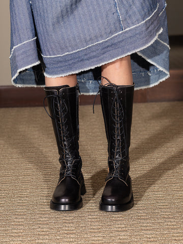 Mera Cord Lace Tall Boots, Black