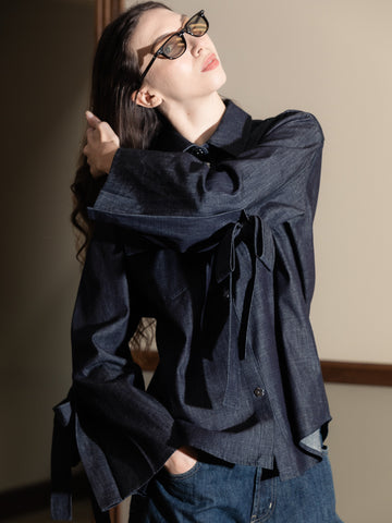 Cecilie Bahnsen CBCoral Shirt, Denim - Stand Up Comedy