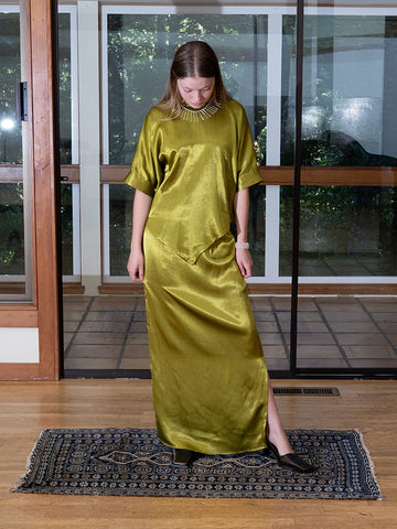 Tigra Tigra Silk Slip Skirt, Acid Green