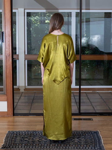 Tigra Tigra Silk Slip Skirt, Acid Green