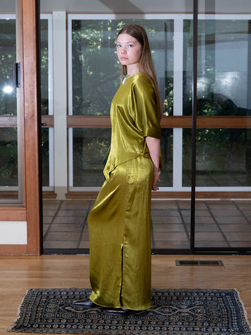 Tigra Tigra Silk Slip Skirt, Acid Green