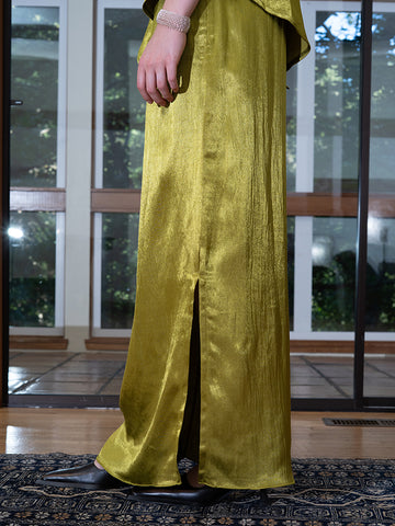 Tigra Tigra Silk Slip Skirt, Acid Green