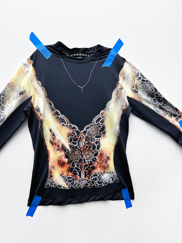 Y/Project Lace Print Long Sleeve Top