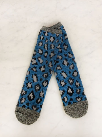 Kapital Yarns Smiley Socks, Blue Leopard