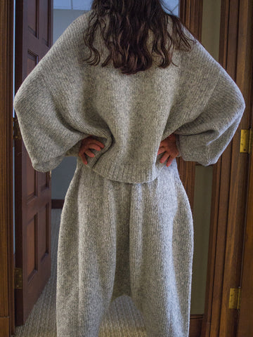 Atelier Delphine Balloon Sleeve Sweater, Grey Melange - Stand Up Comedy