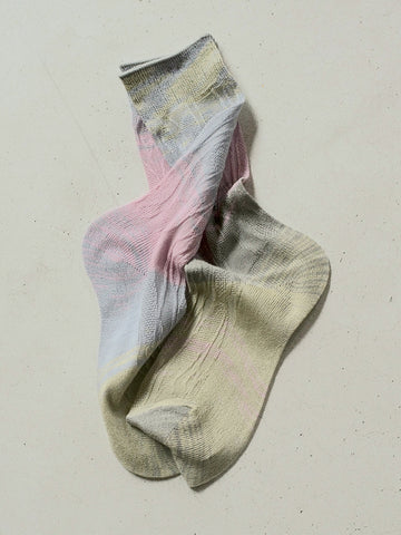 Atelier Delphine Leaf Kasuri Socks, Cloudy Spring