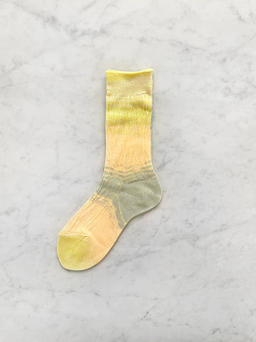 Atelier Delphine Leaf Kasuri Socks, Mirage