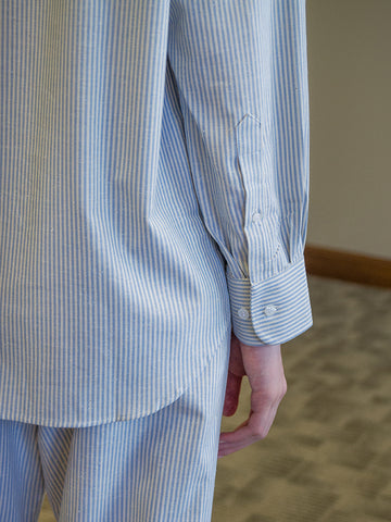 Baserange Ole Shirt, Textured Blue Stripe