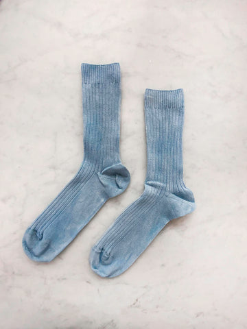 Baserange Rib Ankle Sock, Light Isatis Blue