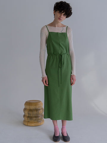 Baserange Yumi Apron Dress, Sun Moss Green