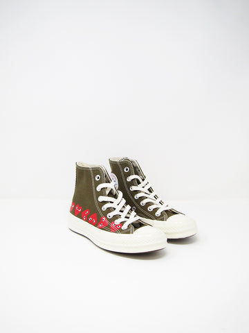 Comme des Garçons PLAY Converse, Khaki Multiheart - Stand Up Comedy