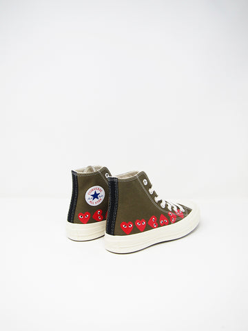 Comme des Garçons PLAY Converse, Khaki Multiheart | Stand Up Comedy