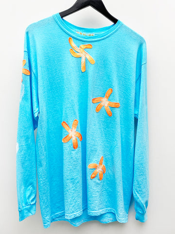 Frankie Krupa Vahdani Electric Blue Cherry Blossom T-Shirt, Long Sleeve - Stand Up Comedy