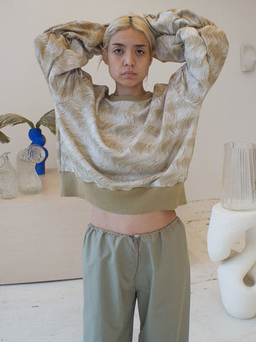 InShade Sweater with Draped Sleeves, Ecru x Ochre - Stand Up Comedy