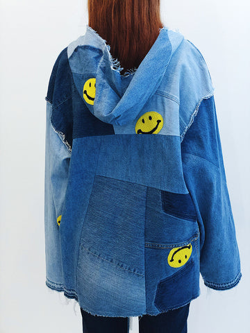 Kapital Kountry Denim Re-Construct Baja Parka, Smile Embroidery - Stand Up Comedy