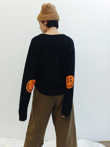 Kapital Chef Smiley Long Sleeve T, Black x Orange - Stand Up Comedy